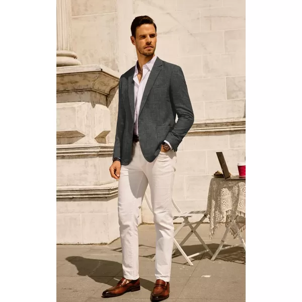 PJ PAUL JONES Mens Casual Suit Blazer Jackets One Button Regular Fit Linen Blend Sport Coat