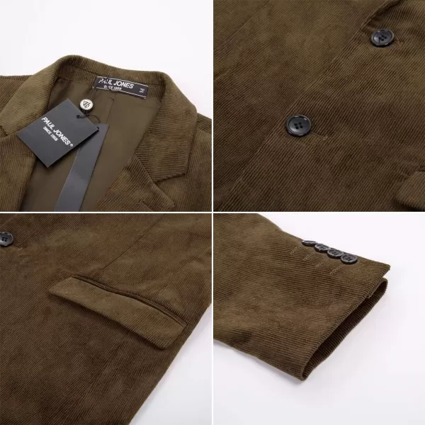 PJ PAUL JONES Mens Corduroy Blazer Jackets Slim Fit Two Button Casual Sports Coat