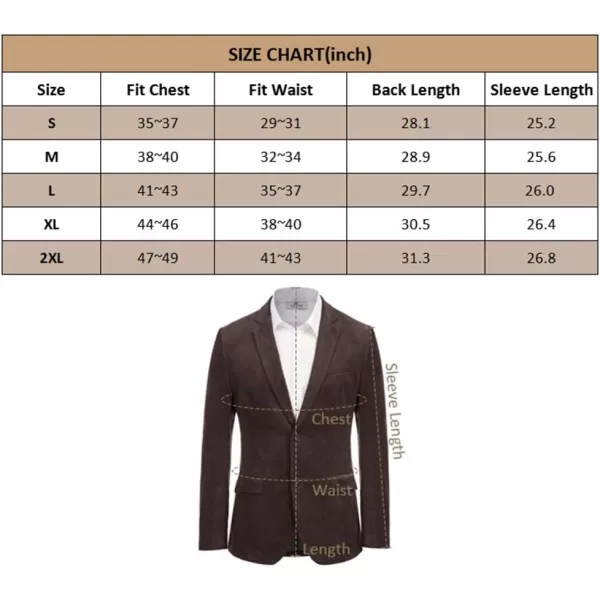 PJ PAUL JONES Mens Corduroy Blazer Jackets Slim Fit Two Button Casual Sports Coat
