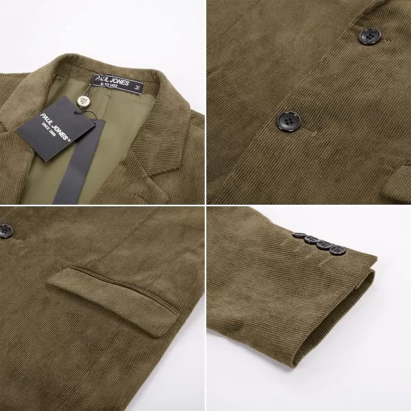 PJ PAUL JONES Mens Corduroy Blazer Jackets Slim Fit Two Button Casual Sports Coat