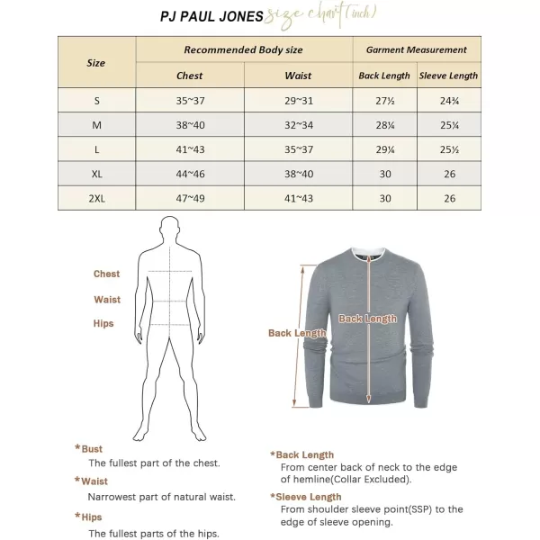 PJ PAUL JONES Mens Crewneck Dress Sweater Slim Fit Lightweight Wool Blend Knitted Sweaters