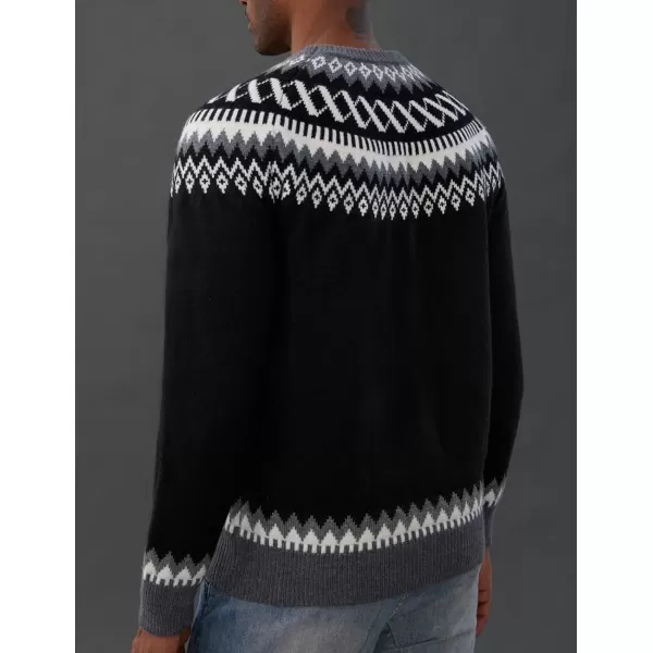 PJ PAUL JONES Men's Crewneck Pullover Sweater Unisex Fair Isle Long Sleeve Knitted Sweater