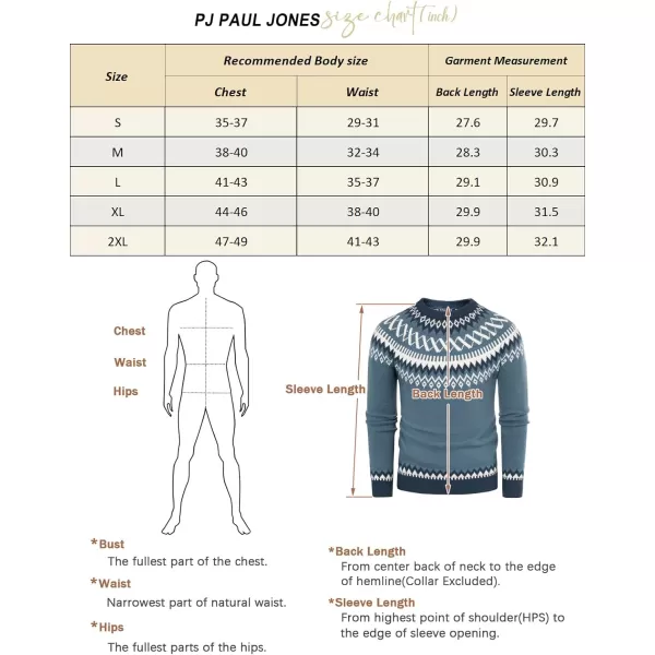 PJ PAUL JONES Men's Crewneck Pullover Sweater Unisex Fair Isle Long Sleeve Knitted Sweater
