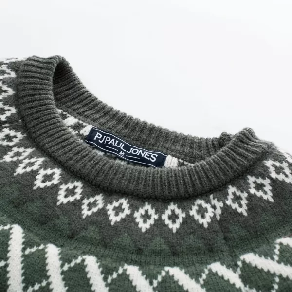PJ PAUL JONES Men's Crewneck Pullover Sweater Unisex Fair Isle Long Sleeve Knitted Sweater