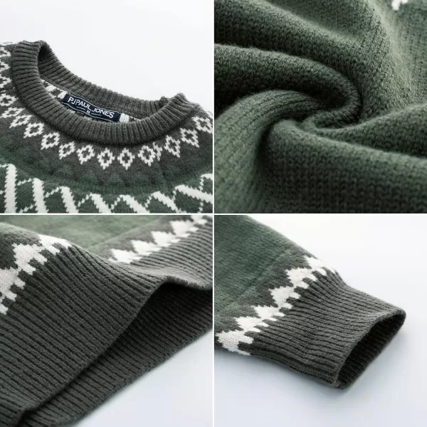 PJ PAUL JONES Men's Crewneck Pullover Sweater Unisex Fair Isle Long Sleeve Knitted Sweater