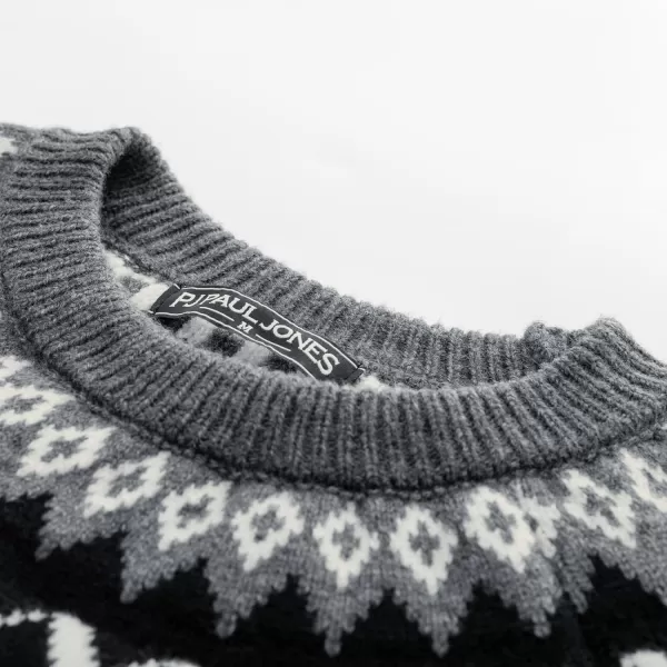 PJ PAUL JONES Men's Crewneck Pullover Sweater Unisex Fair Isle Long Sleeve Knitted Sweater