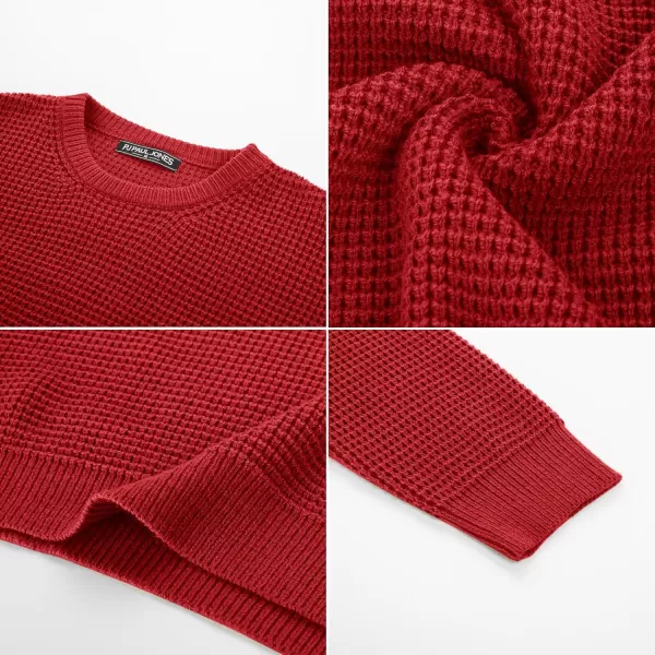 PJ PAUL JONES Mens Crewneck Pullover Sweater Waffle Textured Long Sleeve Knitted Sweaters