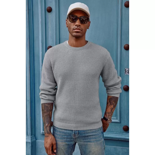 PJ PAUL JONES Mens Crewneck Pullover Sweater Waffle Textured Long Sleeve Knitted Sweaters