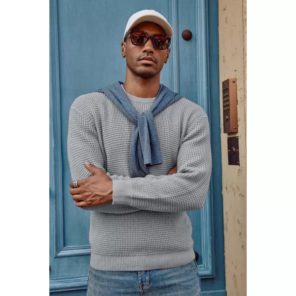 PJ PAUL JONES Mens Crewneck Pullover Sweater Waffle Textured Long Sleeve Knitted Sweaters