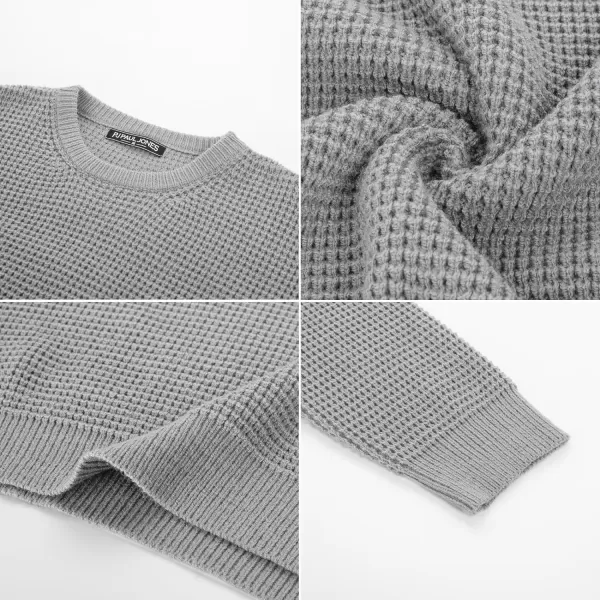 PJ PAUL JONES Mens Crewneck Pullover Sweater Waffle Textured Long Sleeve Knitted Sweaters