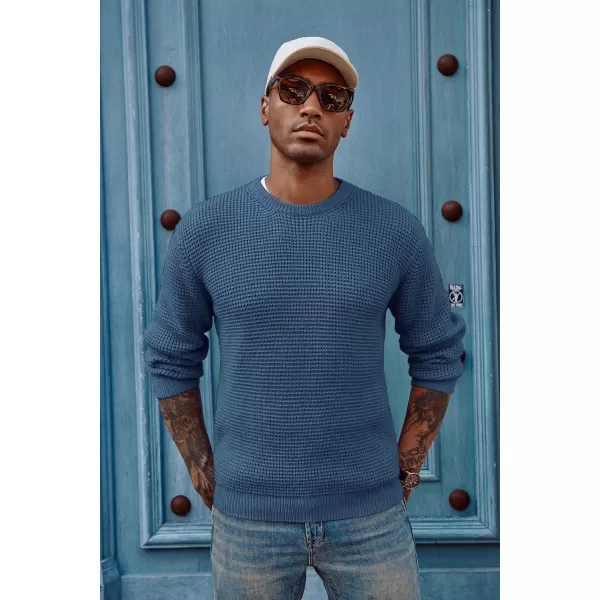PJ PAUL JONES Mens Crewneck Pullover Sweater Waffle Textured Long Sleeve Knitted Sweaters