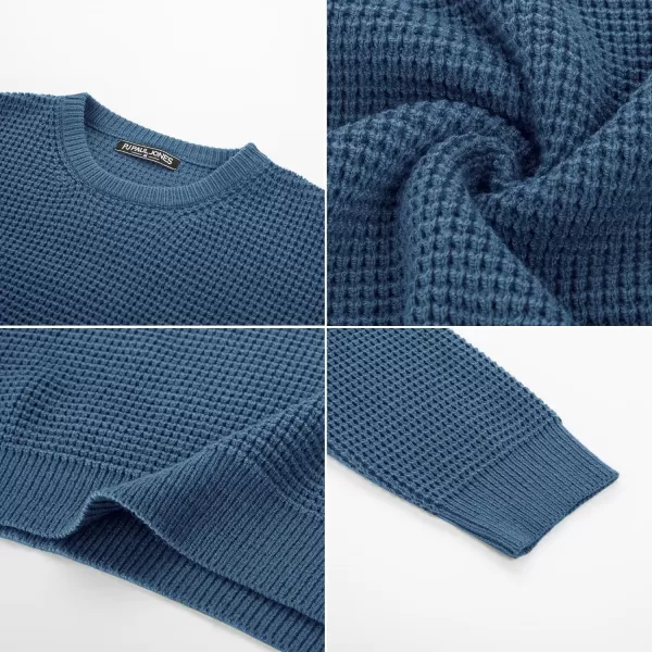 PJ PAUL JONES Mens Crewneck Pullover Sweater Waffle Textured Long Sleeve Knitted Sweaters