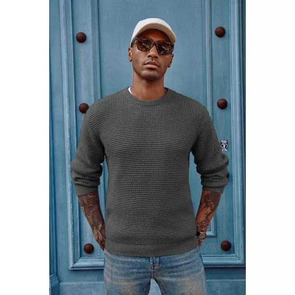 PJ PAUL JONES Mens Crewneck Pullover Sweater Waffle Textured Long Sleeve Knitted Sweaters