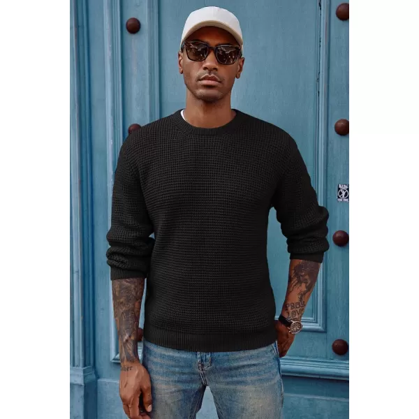 PJ PAUL JONES Mens Crewneck Pullover Sweater Waffle Textured Long Sleeve Knitted Sweaters