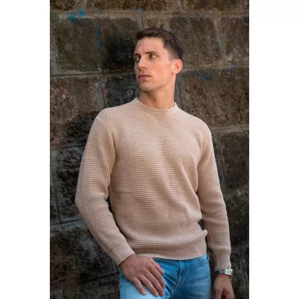 PJ PAUL JONES Mens Crewneck Pullover Sweater Waffle Textured Long Sleeve Knitted Sweaters