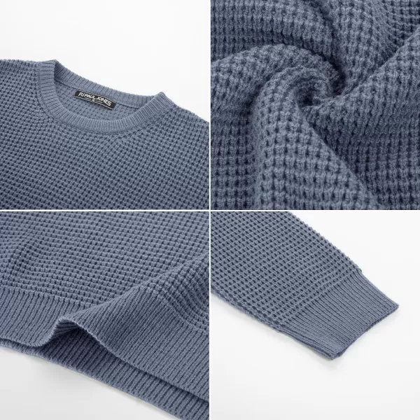 PJ PAUL JONES Mens Crewneck Pullover Sweater Waffle Textured Long Sleeve Knitted Sweaters
