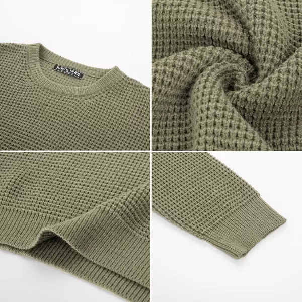 PJ PAUL JONES Mens Crewneck Pullover Sweater Waffle Textured Long Sleeve Knitted Sweaters