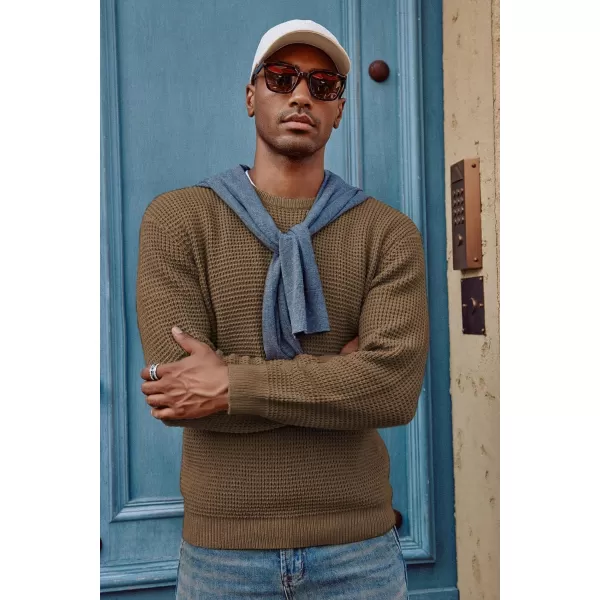 PJ PAUL JONES Mens Crewneck Pullover Sweater Waffle Textured Long Sleeve Knitted Sweaters