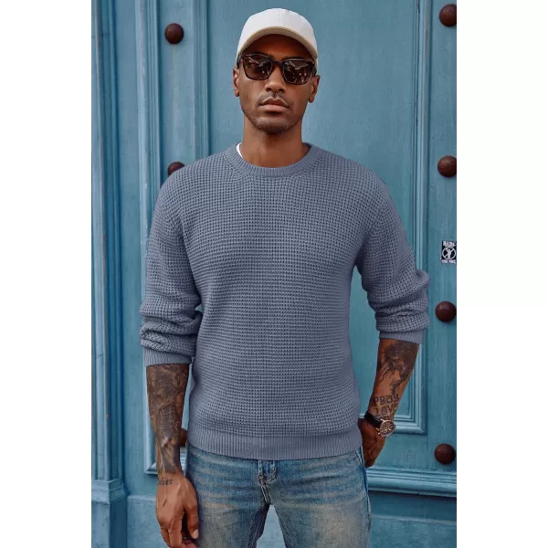 PJ PAUL JONES Mens Crewneck Pullover Sweater Waffle Textured Long Sleeve Knitted Sweaters