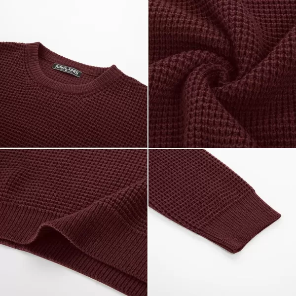 PJ PAUL JONES Mens Crewneck Pullover Sweater Waffle Textured Long Sleeve Knitted Sweaters