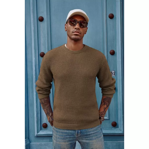 PJ PAUL JONES Mens Crewneck Pullover Sweater Waffle Textured Long Sleeve Knitted Sweaters
