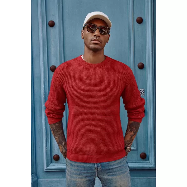 PJ PAUL JONES Mens Crewneck Pullover Sweater Waffle Textured Long Sleeve Knitted Sweaters