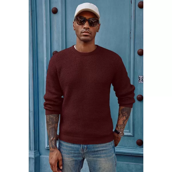 PJ PAUL JONES Mens Crewneck Pullover Sweater Waffle Textured Long Sleeve Knitted Sweaters