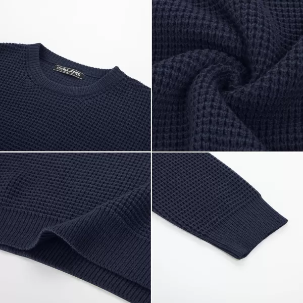 PJ PAUL JONES Mens Crewneck Pullover Sweater Waffle Textured Long Sleeve Knitted Sweaters