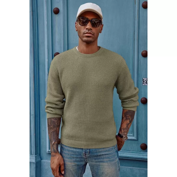 PJ PAUL JONES Mens Crewneck Pullover Sweater Waffle Textured Long Sleeve Knitted Sweaters