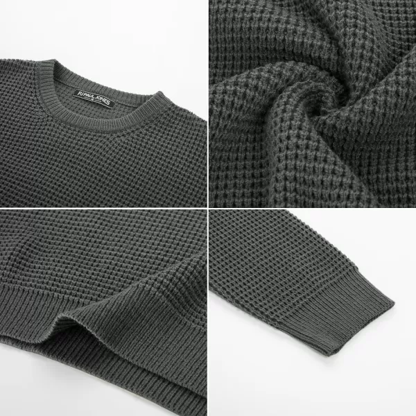 PJ PAUL JONES Mens Crewneck Pullover Sweater Waffle Textured Long Sleeve Knitted Sweaters