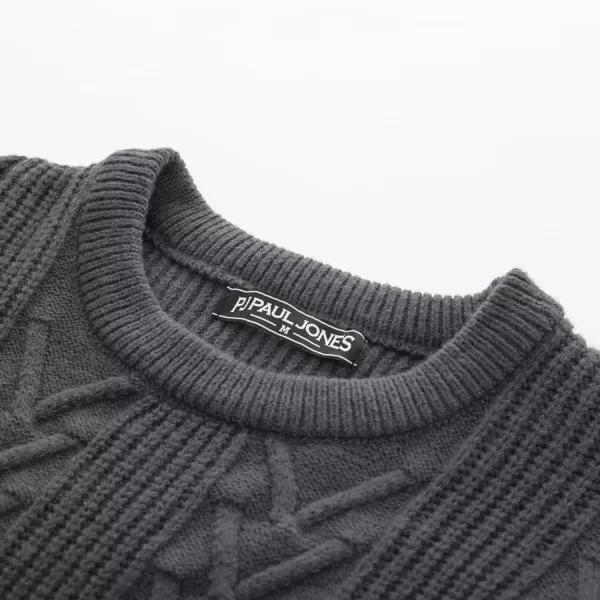 PJ PAUL JONES Mens Crewneck Sweater Casual Cable Knit Pullover Sweater Drop Shoulder Solid Knitted Sweaters