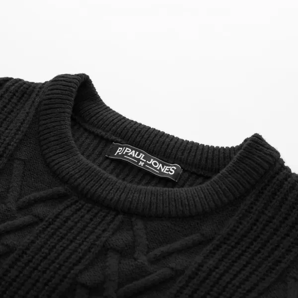 PJ PAUL JONES Mens Crewneck Sweater Casual Cable Knit Pullover Sweater Drop Shoulder Solid Knitted Sweaters