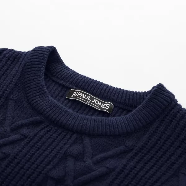 PJ PAUL JONES Mens Crewneck Sweater Casual Cable Knit Pullover Sweater Drop Shoulder Solid Knitted Sweaters