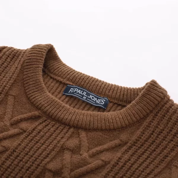 PJ PAUL JONES Mens Crewneck Sweater Casual Cable Knit Pullover Sweater Drop Shoulder Solid Knitted Sweaters