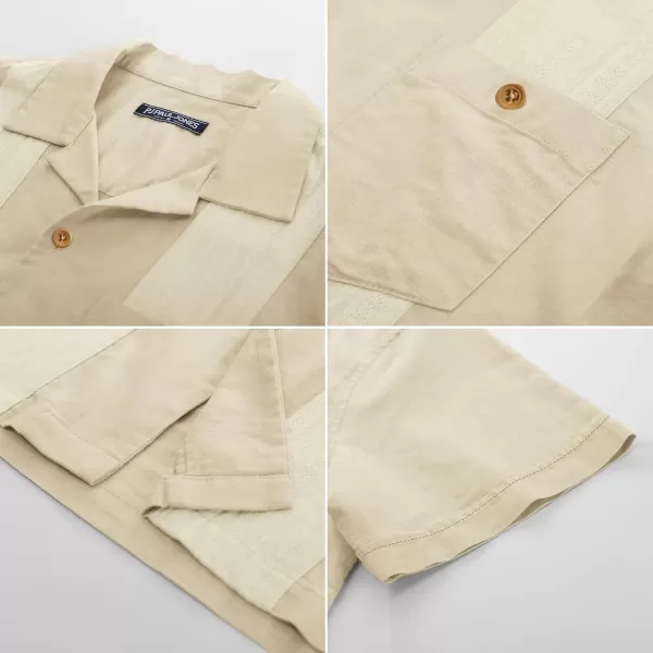 PJ PAUL JONES Men's Cuban Guayabera Shirts Button Down Linen Beach Shirt