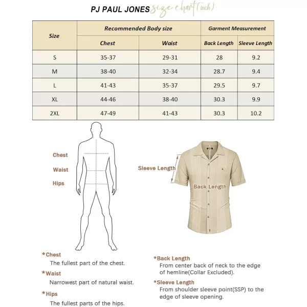 PJ PAUL JONES Men's Cuban Guayabera Shirts Button Down Linen Beach Shirt