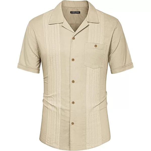 PJ PAUL JONES Men's Cuban Guayabera Shirts Button Down Linen Beach Shirt