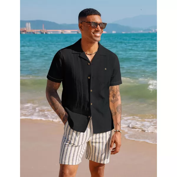 PJ PAUL JONES Men's Cuban Guayabera Shirts Button Down Linen Beach Shirt