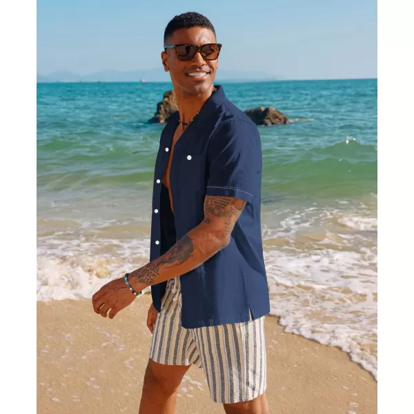 PJ PAUL JONES Men's Cuban Guayabera Shirts Button Down Linen Beach Shirt