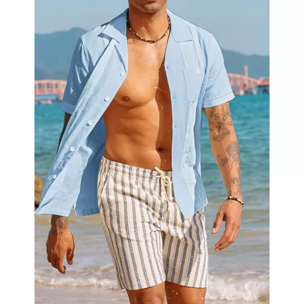 PJ PAUL JONES Men's Cuban Guayabera Shirts Button Down Linen Beach Shirt