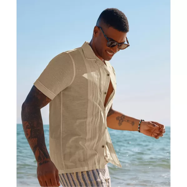 PJ PAUL JONES Men's Cuban Guayabera Shirts Button Down Linen Beach Shirt