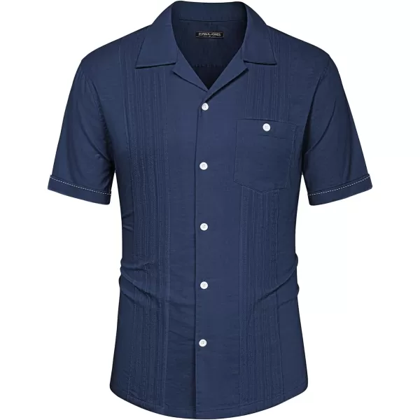 PJ PAUL JONES Men's Cuban Guayabera Shirts Button Down Linen Beach Shirt
