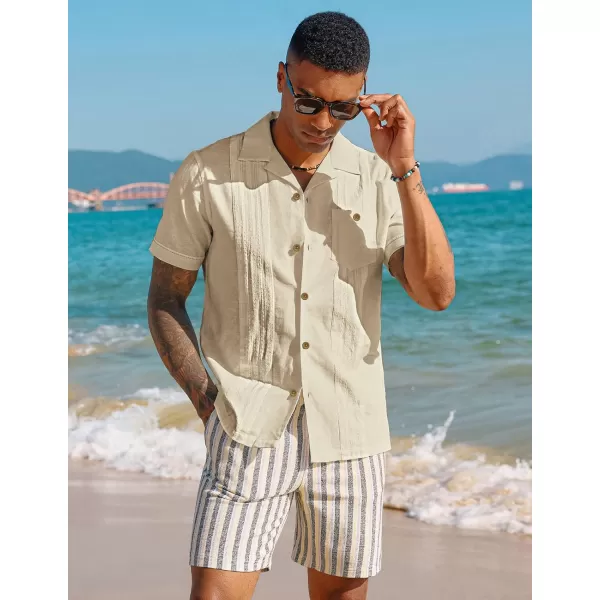 PJ PAUL JONES Men's Cuban Guayabera Shirts Button Down Linen Beach Shirt