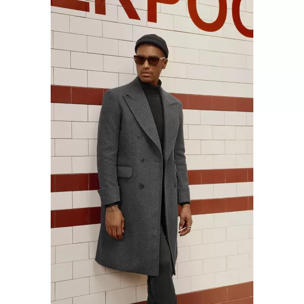 PJ PAUL JONES Men's Double Breasted Overcoat Classic Long Trench Coat