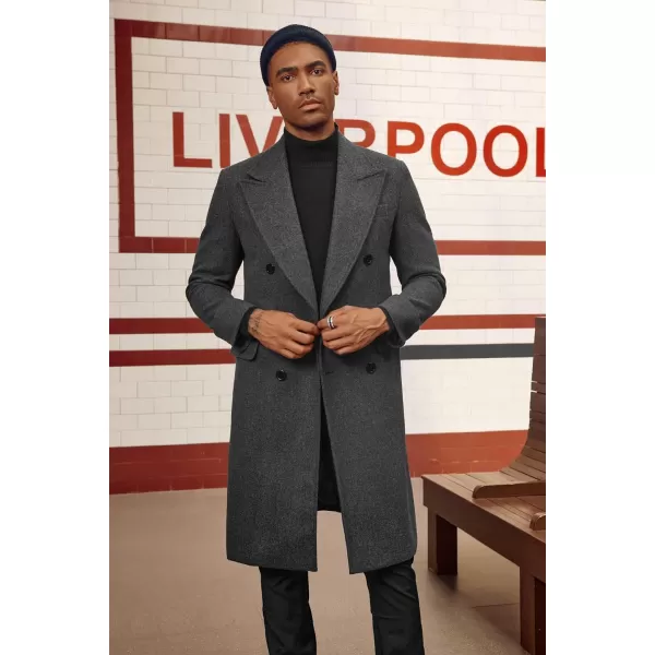 PJ PAUL JONES Men's Double Breasted Overcoat Classic Long Trench Coat