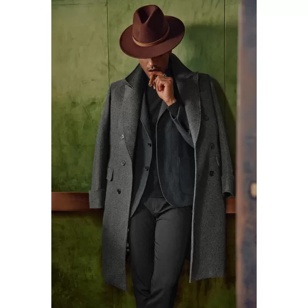 PJ PAUL JONES Men's Double Breasted Overcoat Classic Long Trench Coat