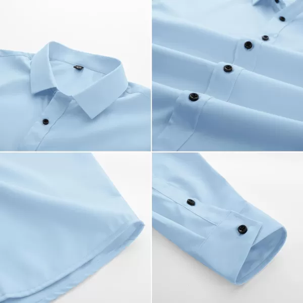 PJ PAUL JONES Men's Dress Shirts Long Sleeve Wrinkle Free Solid Shirt Business Casual Button Down Shirts