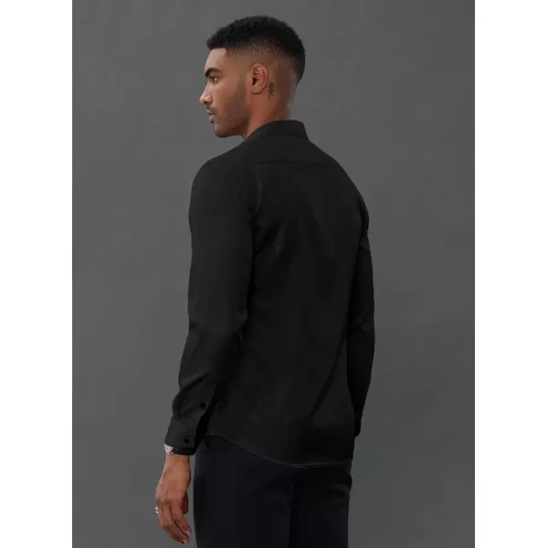 PJ PAUL JONES Men's Dress Shirts Long Sleeve Wrinkle Free Solid Shirt Business Casual Button Down Shirts