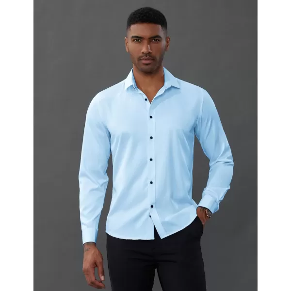 PJ PAUL JONES Men's Dress Shirts Long Sleeve Wrinkle Free Solid Shirt Business Casual Button Down Shirts