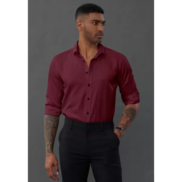 PJ PAUL JONES Men's Dress Shirts Long Sleeve Wrinkle Free Solid Shirt Business Casual Button Down Shirts